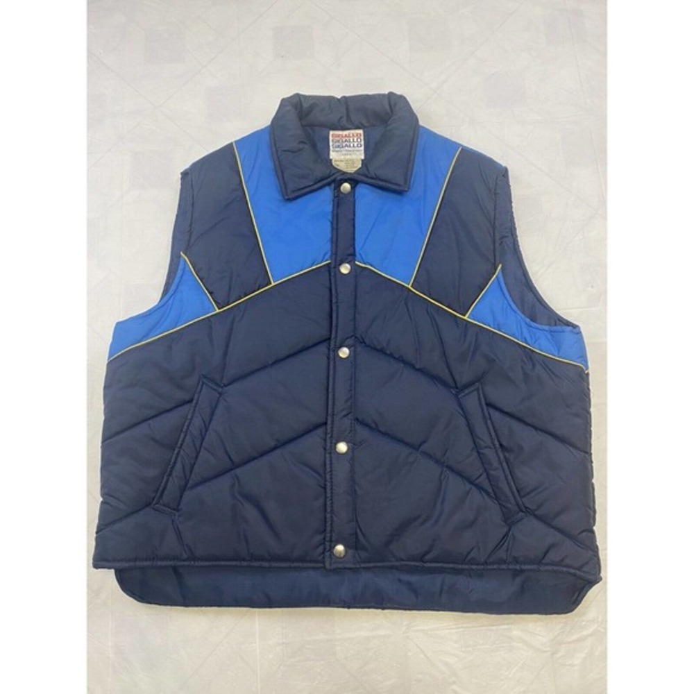 Vintage SIGALLO Mens XL 100%‎ Nylon Waterproof Vest Blue Color Block
